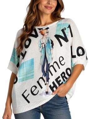 Ethyl The Contempo - Kippen Lightweight Knit Graphic Abstract Oversized Sweater